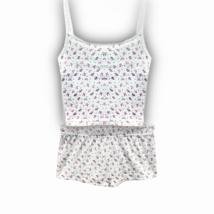 KATIEJ NYC- TWEEN MARINA CAMI LOUNGE SET (Cream Rose Ditsy)