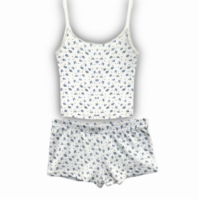 KATIEJ NYC- TWEEN MARINA CAMI LOUNGE SET (Baby Blue Rose Ditsy)