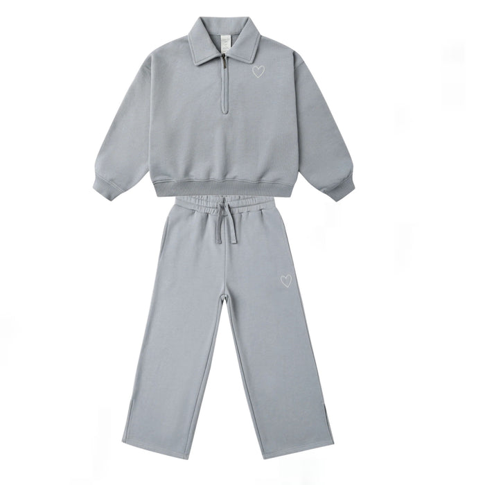 RYLEE+CRU- Quarter Zip Sweatshirt & Hailey Sweat pant Set || Dusty Blue