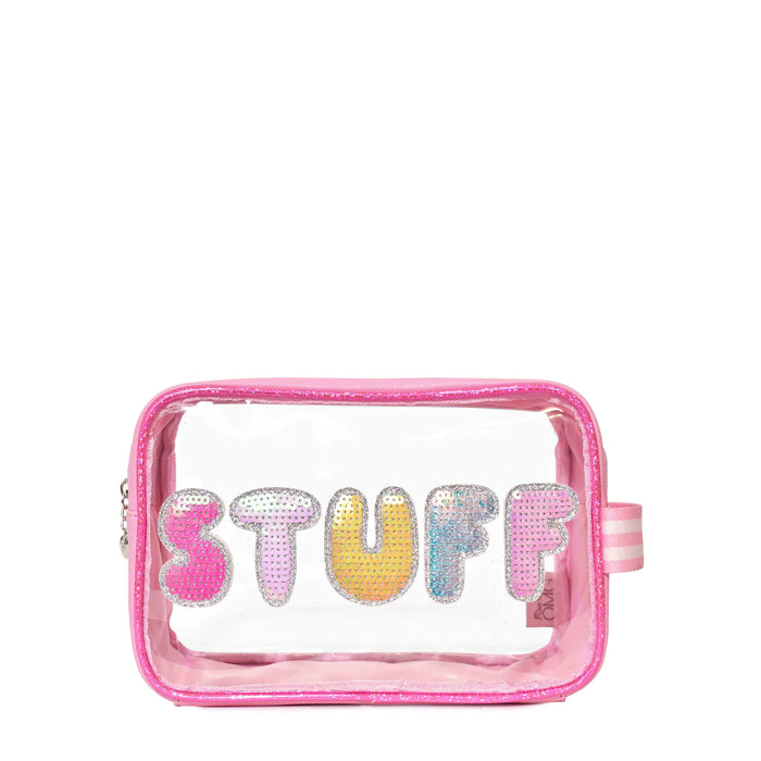 OMG Accessories- 'Stuff' Sequin Clear Pouch