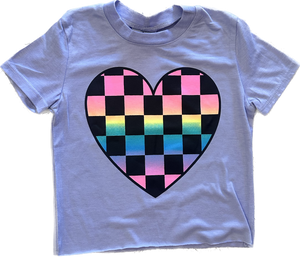 Firehouse - Rainbow Checker Heart Short Sleeve (Lavender)