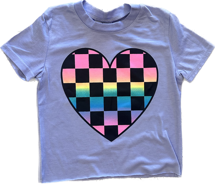 Firehouse - Rainbow Checker Heart Short Sleeve (Lavender)