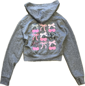 FIREHOUSE- Cherry Bows Zip-Up Hoodie (heather grey)