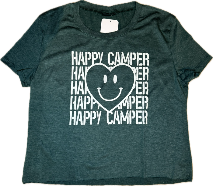 FIREHOUSE- Happy Camper Shirt (Heather Hunter Green)