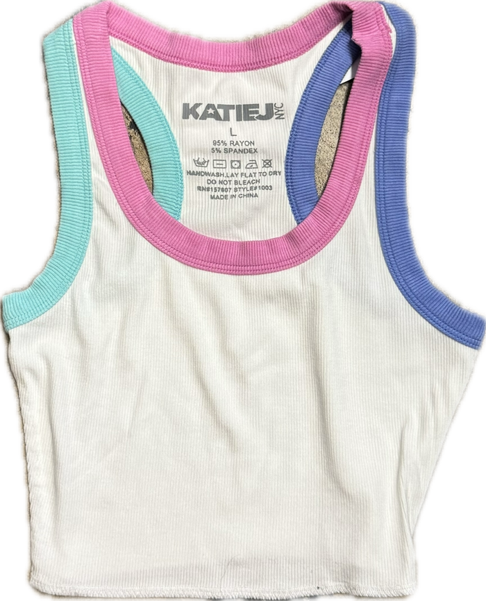 KATIEJ NYC- TWEEN LIVI RIBBED TANK - MULTI TRIM