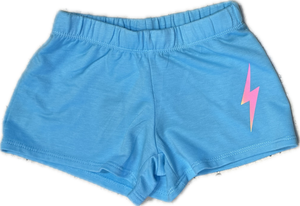 FIREHOUSE-  Pink Bolt Shorts (bright aqua)