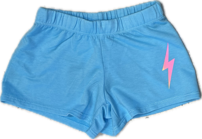 FIREHOUSE-  Pink Bolt Shorts (bright aqua)