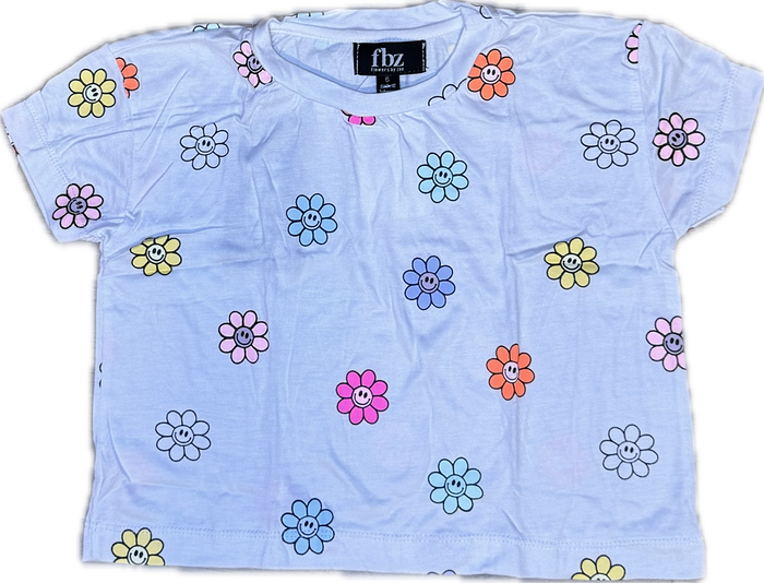 FLOWERS BY ZOE- White Allover Daisy Short Sleeve Tee