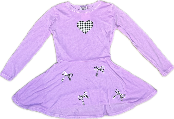 FIREHOUSE- Checkered Heart & Bows Dress (grape)