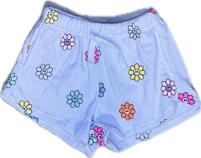 FLOWERS BY ZOE- White Allover Daisy Shorts