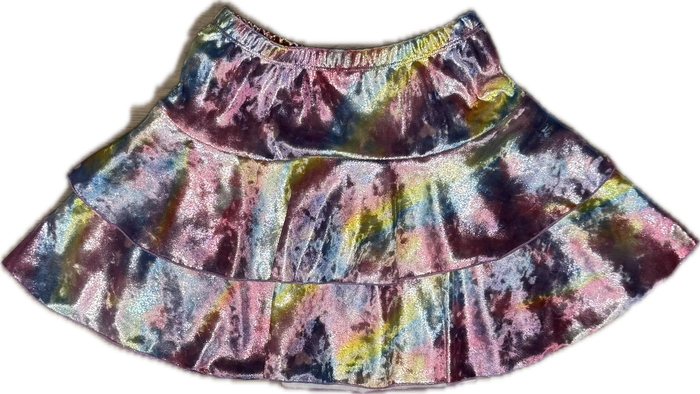 Social Butterfly- Velvet Rainbow Hearts Ruffle Skirt