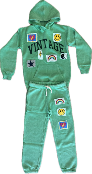 Vintage Havana- Green Vintage Patch Hoodie & Jogger Set