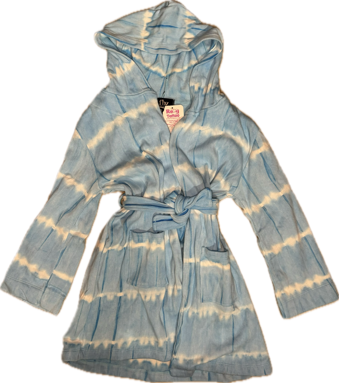 FLOWERS BY ZOE- Bath Robe Blue Lines Tiedye