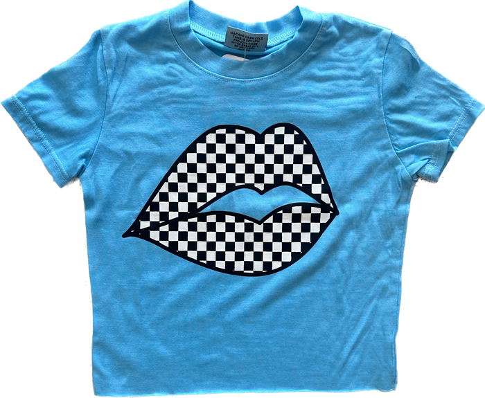 Firehouse - Checker Lips Tshirt (Bright Aqua)