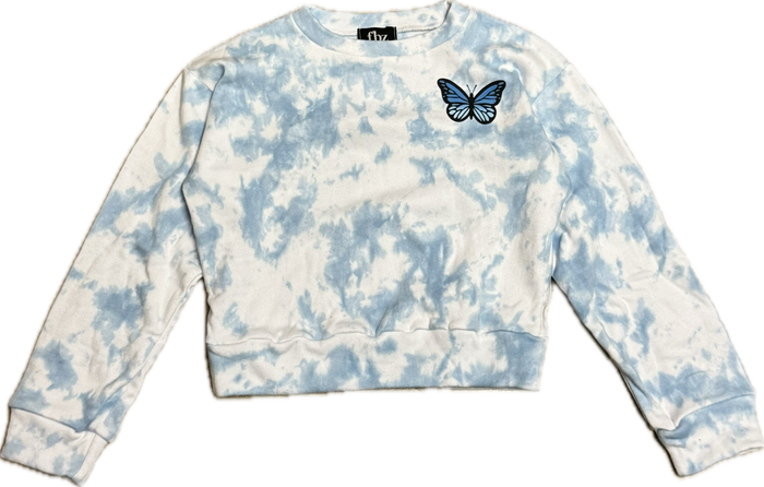 FLOWERS BY ZOE- Blue Butterfly Tye Dye Sweatshirt