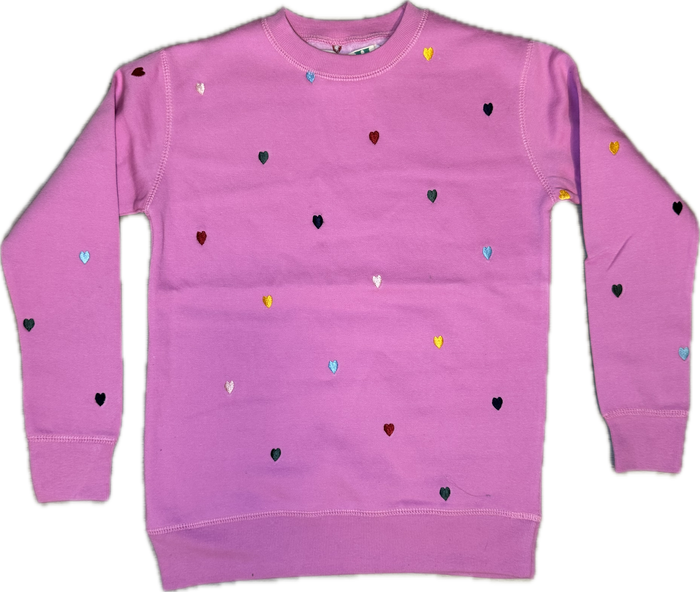 Vintage Havana- Vintage Pink All Over Hearts Oversized Crew