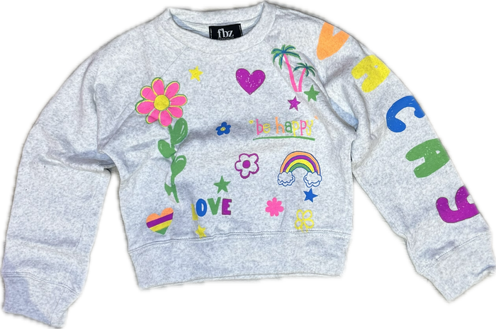 FLOWERS BY ZOE- Be Happy Sweater (misty)