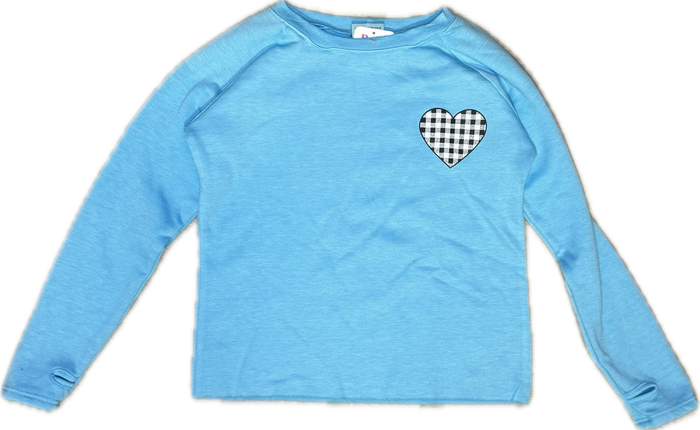 FIREHOUSE- Checkered Heart Sweater (bright aqua)