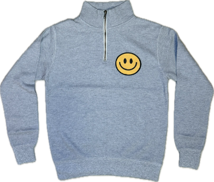 Vintage Havana- Smiley Grey Sweater 1/4 Zip