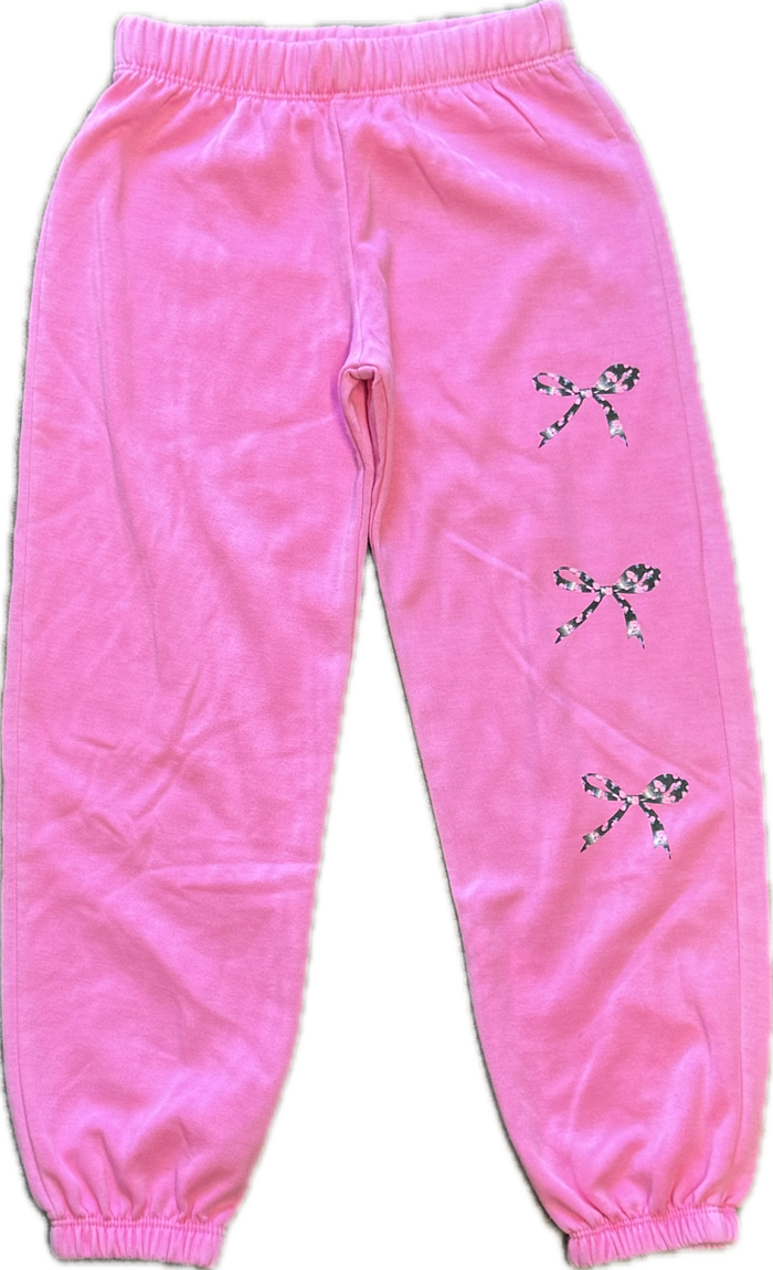 FIREHOUSE- Pink Bows Sweatpants (neon pink)