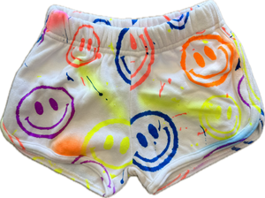 Flowers By Zoe- Air Brush Smileys Shorts (white)