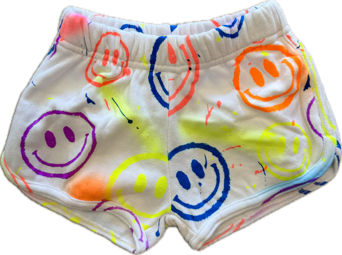 Flowers By Zoe- Air Brush Smileys Shorts (white)