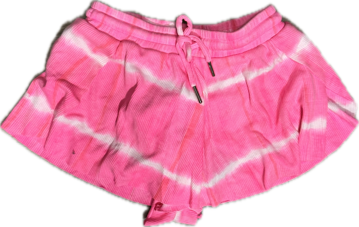 Flowers By Zoe- Neon Pink White Lines Tiedye Shorts