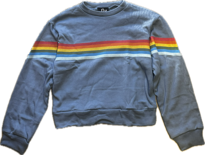 FLOWERS BY ZOE- Rainbow Stripes Sweatshirt (blue)