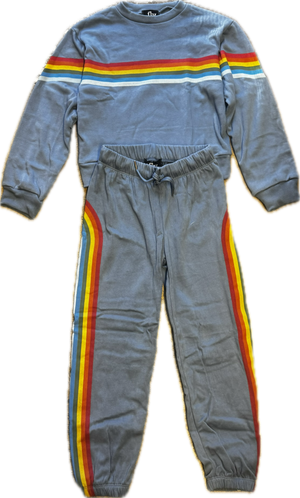FLOWERS BY ZOE- Rainbow Stripes Sweatpants (blue)