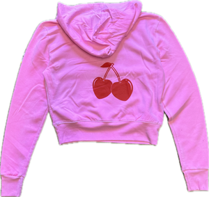 FIREHOUSE- Heart Cherry Love Pull Over Hoodie (neon pink)