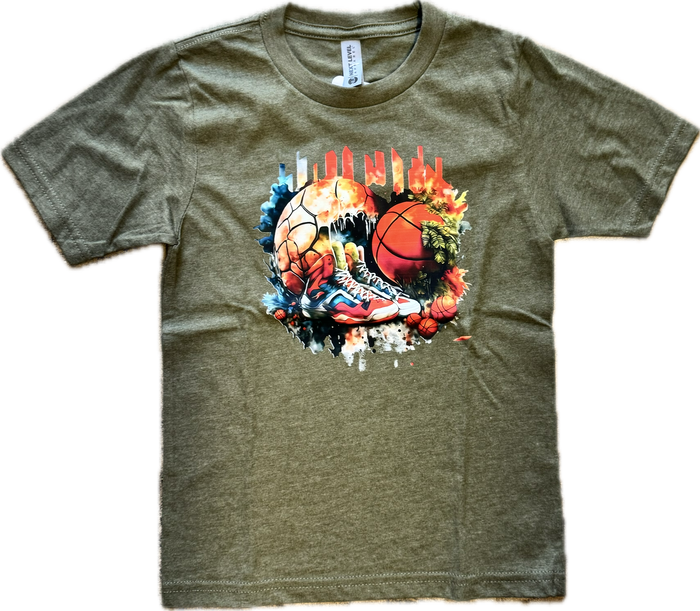 RHT- Skyline Swish Basketball Tee (heather green)