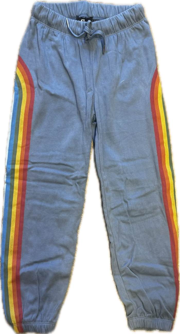 FLOWERS BY ZOE- Rainbow Stripes Sweatpants (blue)