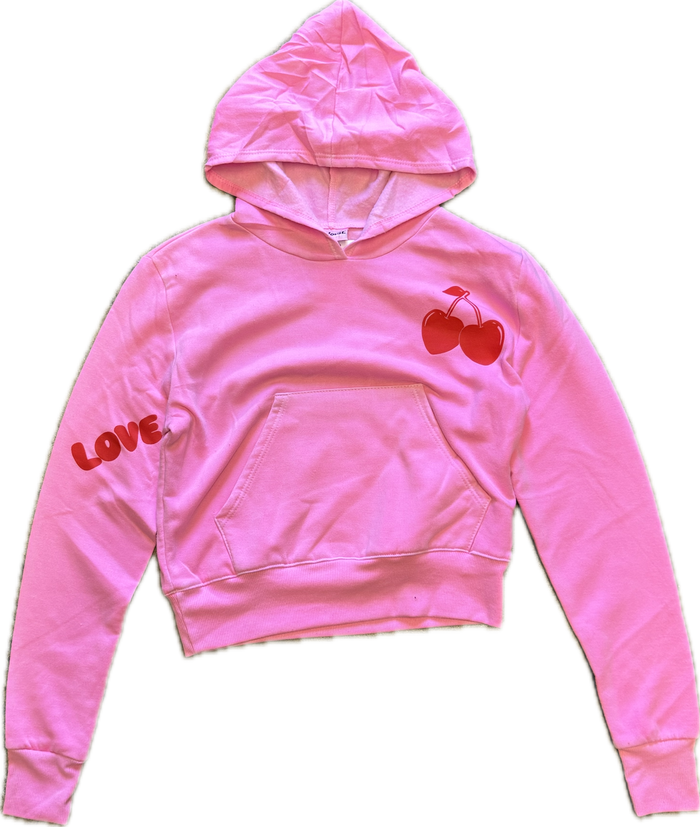 FIREHOUSE- Heart Cherry Love Pull Over Hoodie (neon pink)