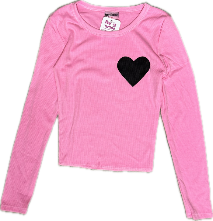 FIREHOUSE- Black Heart Long Sleeve Top