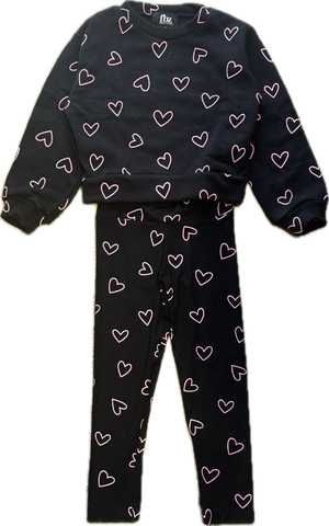 FLOWERS BY ZOE- Legging black multi heart pink