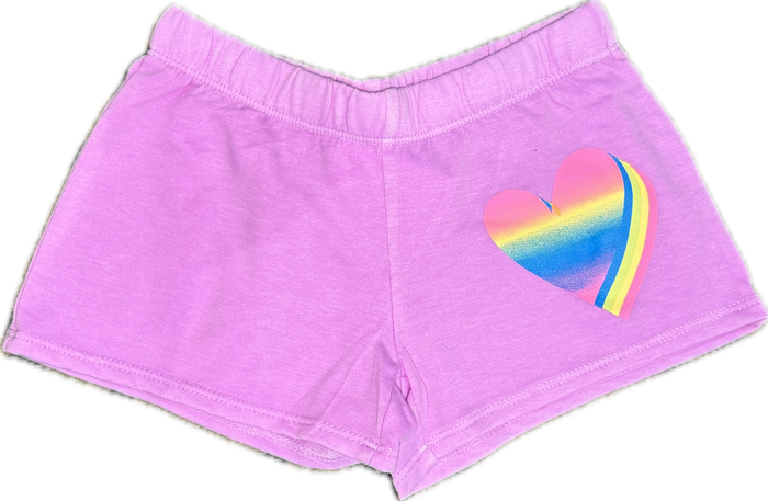 FIREHOUSE- 3D Rainbow Heart Shorts (Grape)