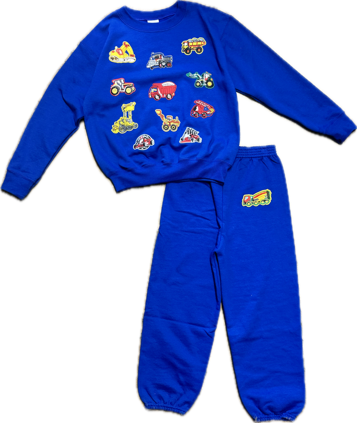 RHT Kids- Construction Trucks Sweat Set (blue)