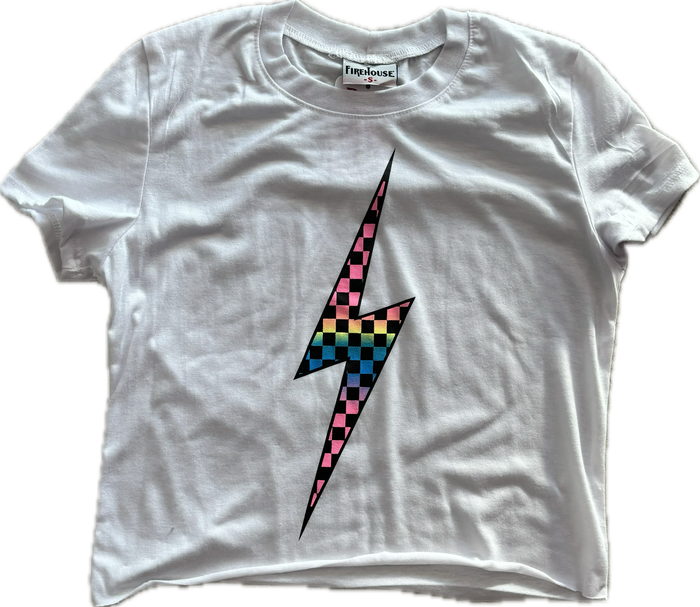 Firehouse- Ombre Checker Boltz Tee (White)