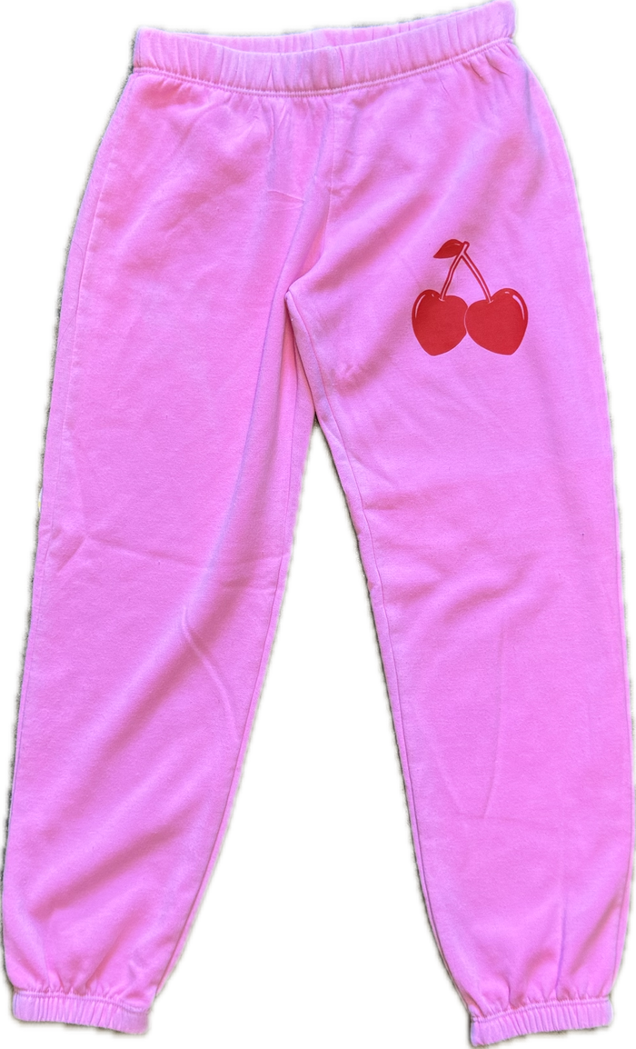 FIREHOUSE- Heart Cherry Sweatpants (neon pink)