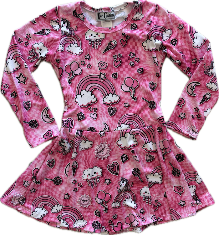 DORI CREATIONS-Long Sleeve Dress (Candyland Pink)
