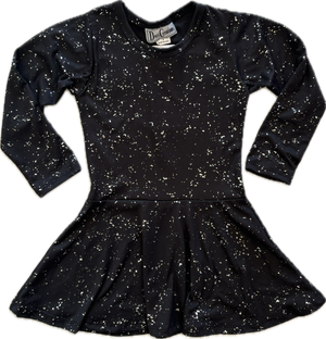 DORI CREATIONS- Long Sleeve Dress (Black Silver Speckle)