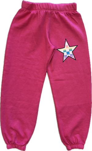 FIREHOUSE- Ombre Checker Star Pants (Fuschia)