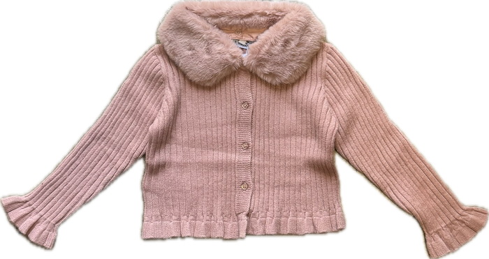 mayoral- faux fur collar cardigan
