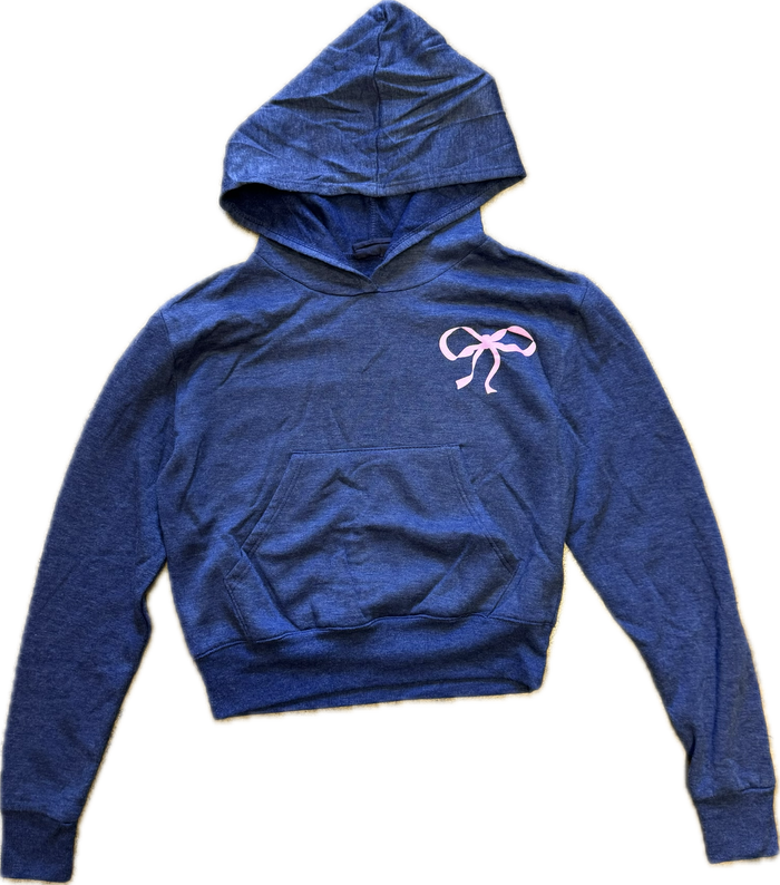 FIREHOUSE-  Pink Bow Pull over Hoodie (heather navy)