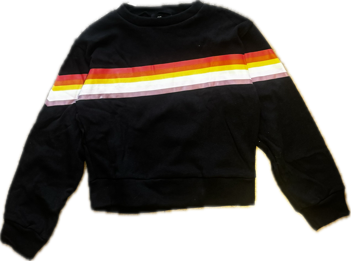 FLOWERS BY ZOE- Rainbow Stripes Sweatshirt (black)