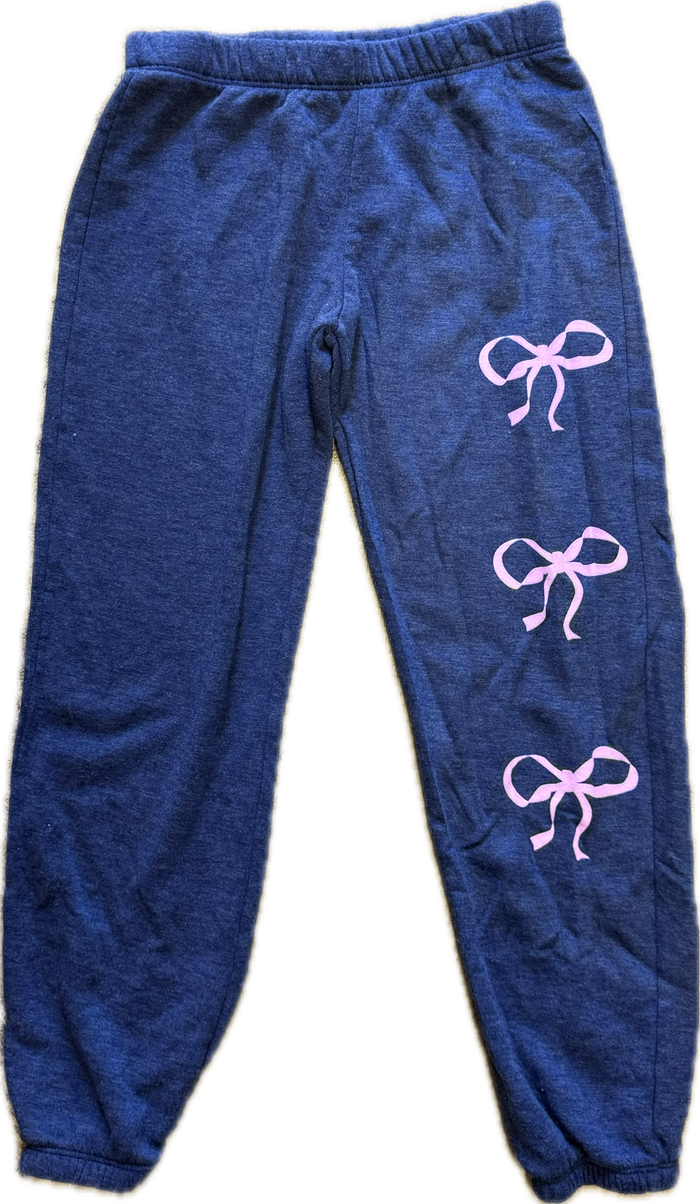 FIREHOUSE- Pink Bow Sweatpants (heather navy)