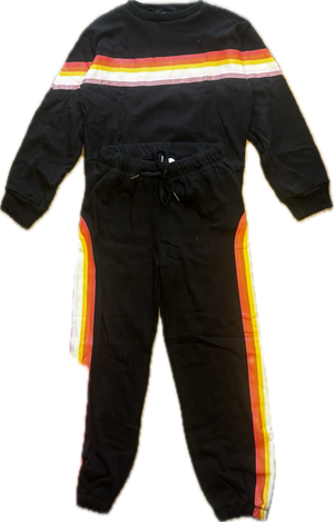 FLOWERS BY ZOE- Rainbow Stripes Sweatpants (black)