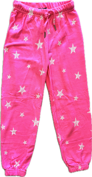 Flowers By Zoe- NeonPink White Stars Jogger