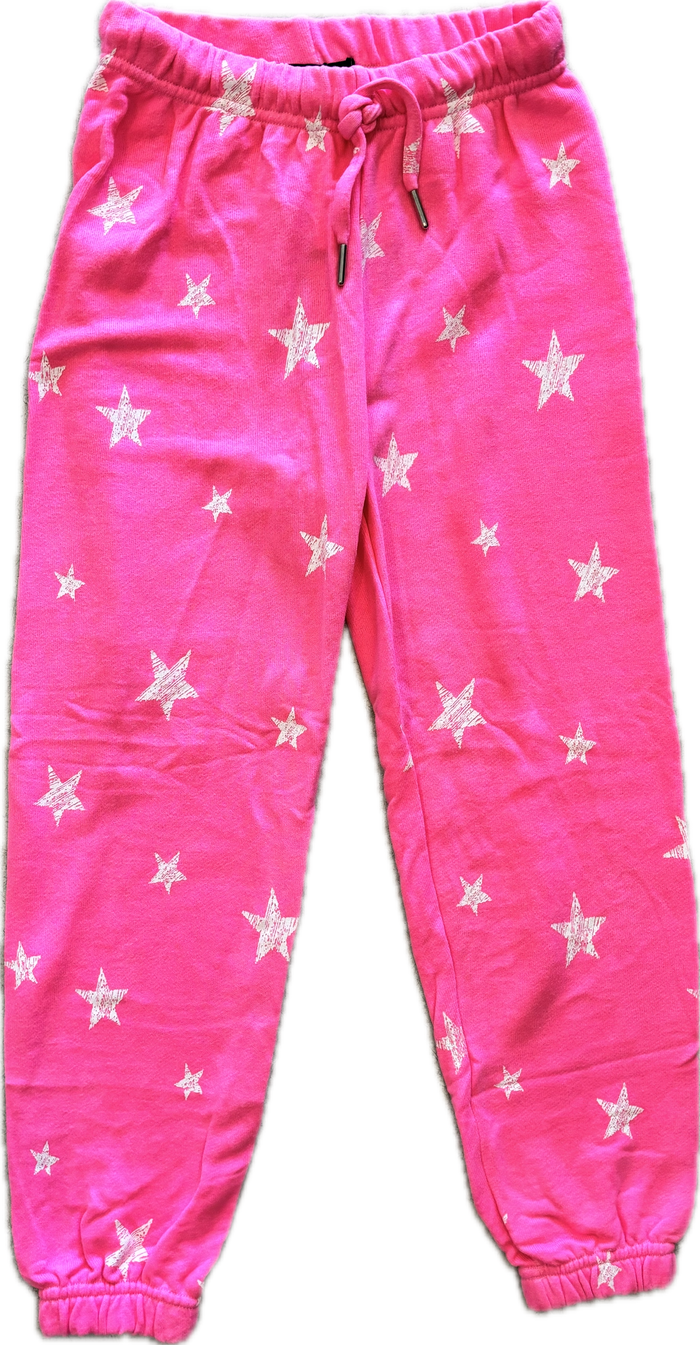 Flowers By Zoe- NeonPink White Stars Jogger