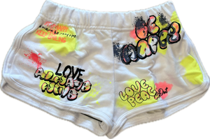 Flowers By Zoe- Air Brushed Shorts White